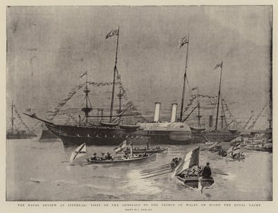 The Naval Review at Spithead, Visit of the Admirals to the Prince of Wales on Board the Royal Yacht by Joseph Nash